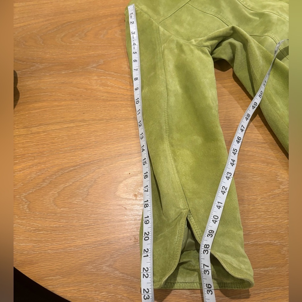 DAVID BROOKS LG AVOCADO GREEN SUEDE SHORT JACKET GOLD SNAPS ROLL UP CUFFS LINED - Picture 9 of 15